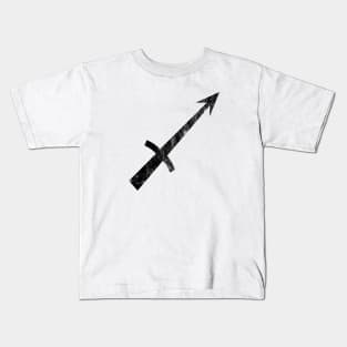 Sagittarius Zodiac Horoscope in Distressed Black Design Kids T-Shirt